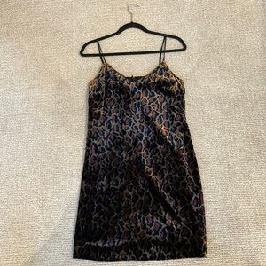 LAGENCE cheetah velvet cocktail dress